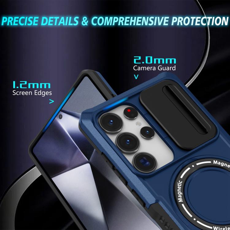For Samsung Galaxy S25 Ultra 5G Sliding Camshield MagSafe Holder TPU Hybrid PC Phone Case(Royal Blue) - Galaxy S25 Ultra 5G Cases by PMC TechLife | Online Shopping South Africa | PMC TechLife | Buy Now Pay Later Mobicred
