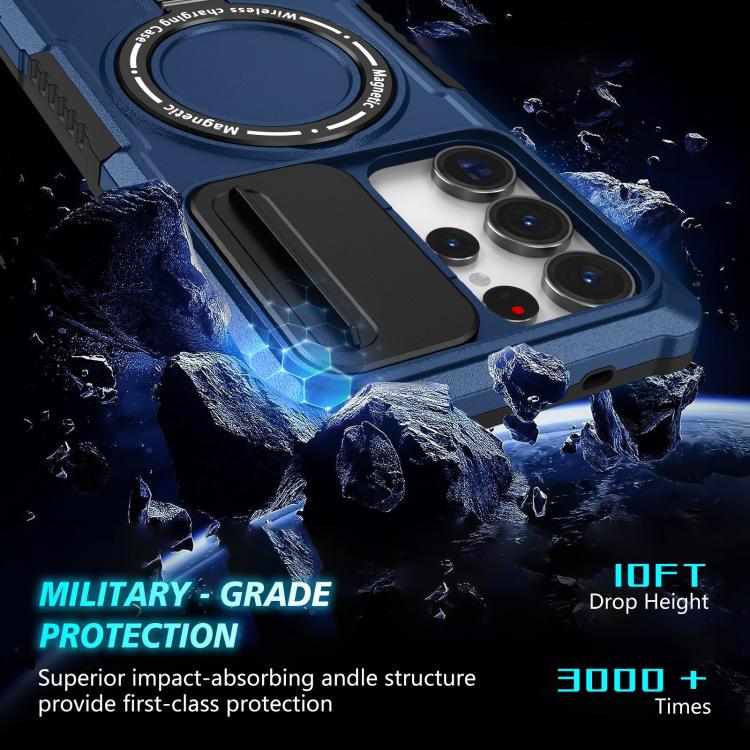For Samsung Galaxy S25 Ultra 5G Sliding Camshield MagSafe Holder TPU Hybrid PC Phone Case(Royal Blue) - Galaxy S25 Ultra 5G Cases by PMC TechLife | Online Shopping South Africa | PMC TechLife | Buy Now Pay Later Mobicred