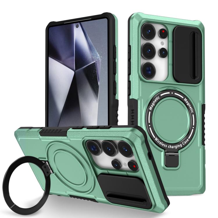 For Samsung Galaxy S25 Ultra 5G Sliding Camshield MagSafe Holder TPU Hybrid PC Phone Case(Light Blue) - Galaxy S25 Ultra 5G Cases by PMC TechLife | Online Shopping South Africa | PMC TechLife | Buy Now Pay Later Mobicred