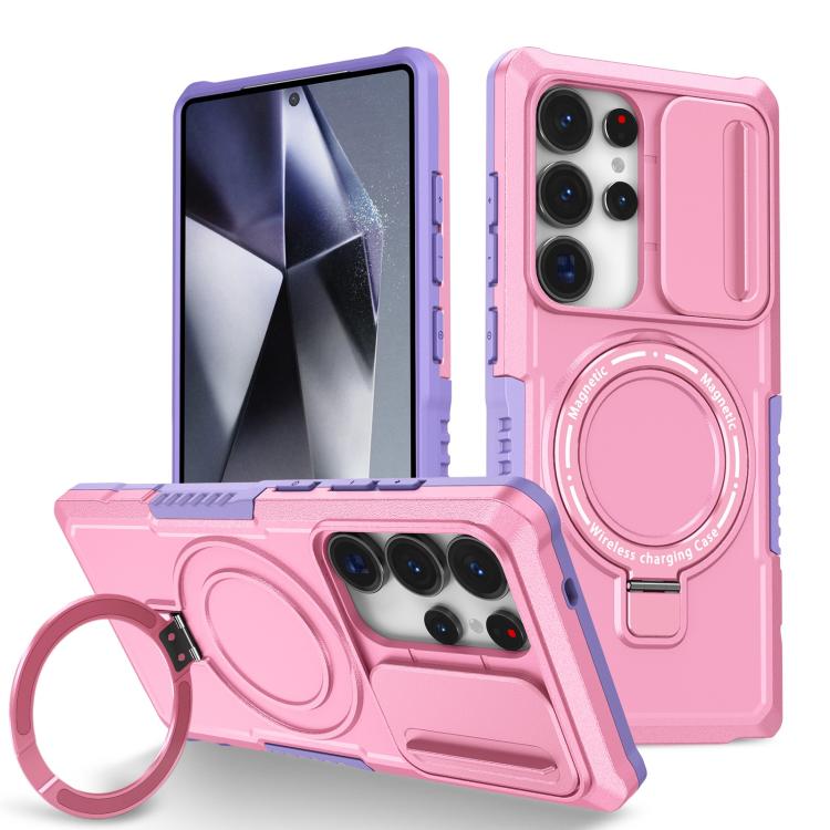 For Samsung Galaxy S25 Ultra 5G Sliding Camshield MagSafe Holder TPU Hybrid PC Phone Case(Purple Pink) - Galaxy S25 Ultra 5G Cases by PMC TechLife | Online Shopping South Africa | PMC TechLife | Buy Now Pay Later Mobicred