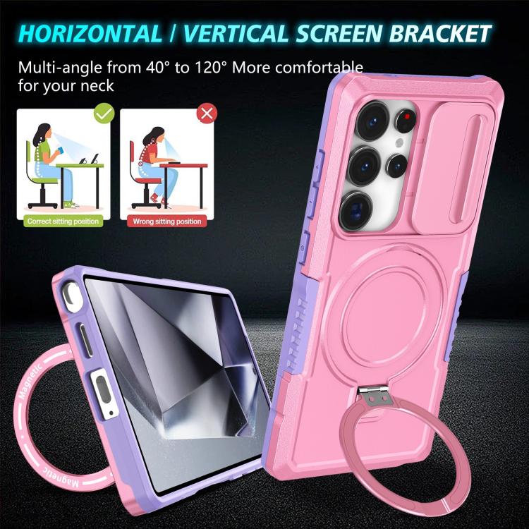 For Samsung Galaxy S25 Ultra 5G Sliding Camshield MagSafe Holder TPU Hybrid PC Phone Case(Purple Pink) - Galaxy S25 Ultra 5G Cases by PMC TechLife | Online Shopping South Africa | PMC TechLife | Buy Now Pay Later Mobicred