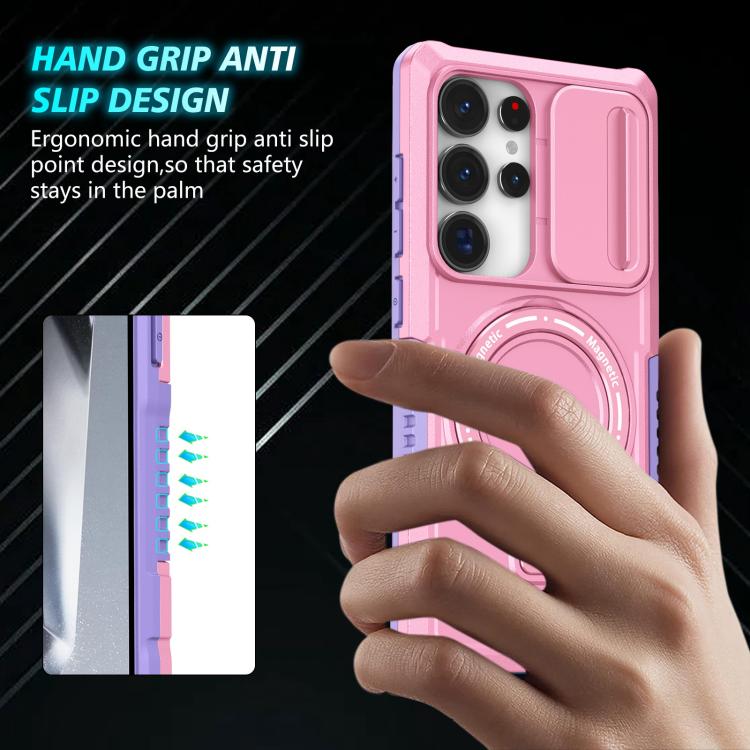 For Samsung Galaxy S25 Ultra 5G Sliding Camshield MagSafe Holder TPU Hybrid PC Phone Case(Purple Pink) - Galaxy S25 Ultra 5G Cases by PMC TechLife | Online Shopping South Africa | PMC TechLife | Buy Now Pay Later Mobicred