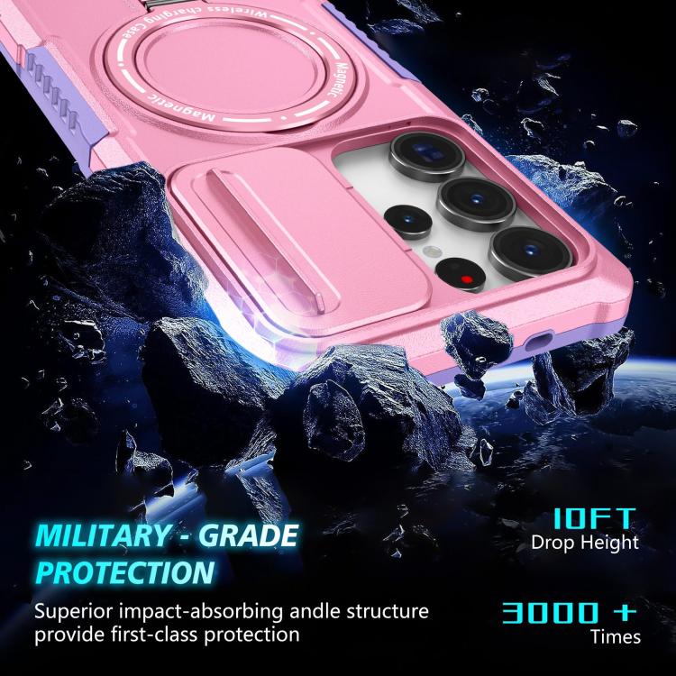 For Samsung Galaxy S25 Ultra 5G Sliding Camshield MagSafe Holder TPU Hybrid PC Phone Case(Purple Pink) - Galaxy S25 Ultra 5G Cases by PMC TechLife | Online Shopping South Africa | PMC TechLife | Buy Now Pay Later Mobicred