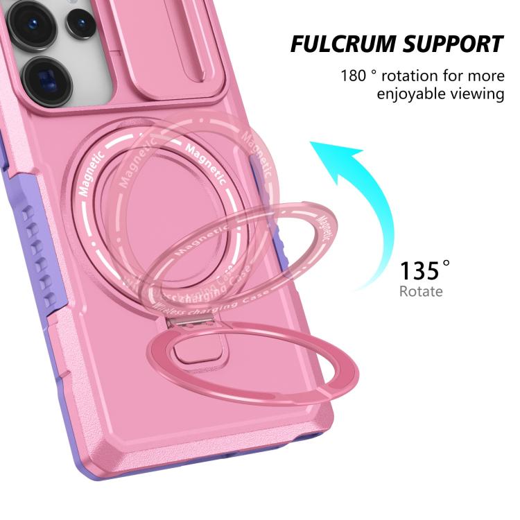For Samsung Galaxy S25 Ultra 5G Sliding Camshield MagSafe Holder TPU Hybrid PC Phone Case(Purple Pink) - Galaxy S25 Ultra 5G Cases by PMC TechLife | Online Shopping South Africa | PMC TechLife | Buy Now Pay Later Mobicred