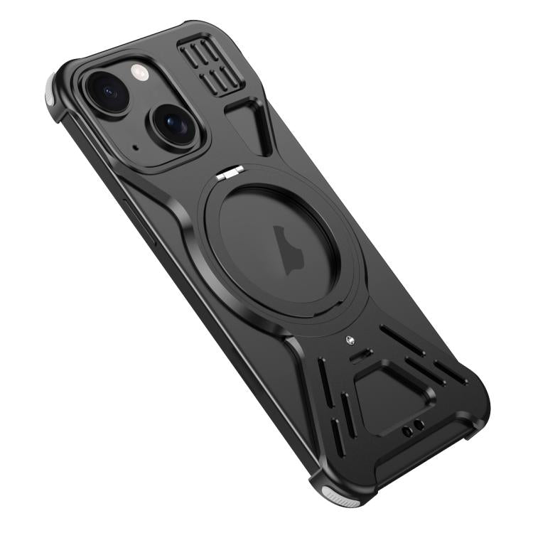 For iPhone 15 Armor 360 Holder Frameless Alloy MagSafe Phone Case(Black) - iPhone 15 Cases by PMc TechLife | Online Shopping South Africa | PMc TechLife | Buy Now Pay Later Mobicred