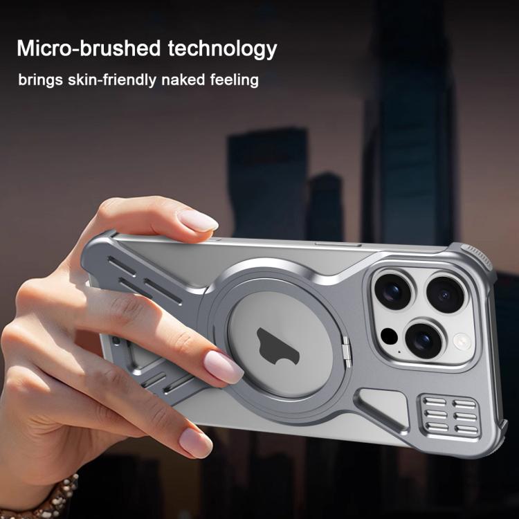 For iPhone 15 Pro Max Armor 360 Holder Frameless Alloy MagSafe Phone Case(Desert Gold) - iPhone 15 Pro Max Cases by PMc TechLife | Online Shopping South Africa | PMc TechLife | Buy Now Pay Later Mobicred