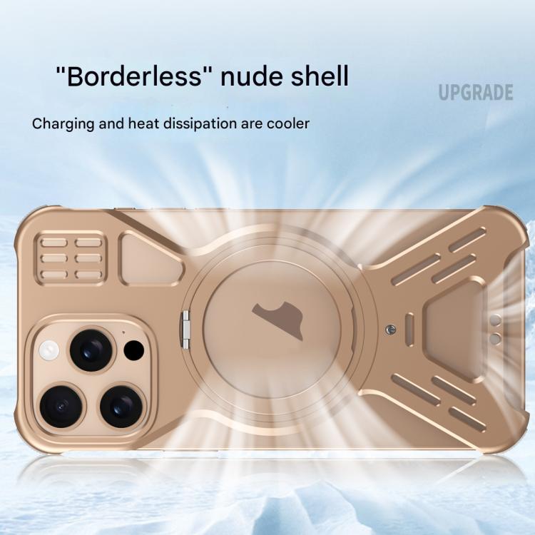 For iPhone 15 Armor 360 Holder Frameless Alloy MagSafe Phone Case(Desert Gold) - iPhone 15 Cases by PMc TechLife | Online Shopping South Africa | PMc TechLife | Buy Now Pay Later Mobicred