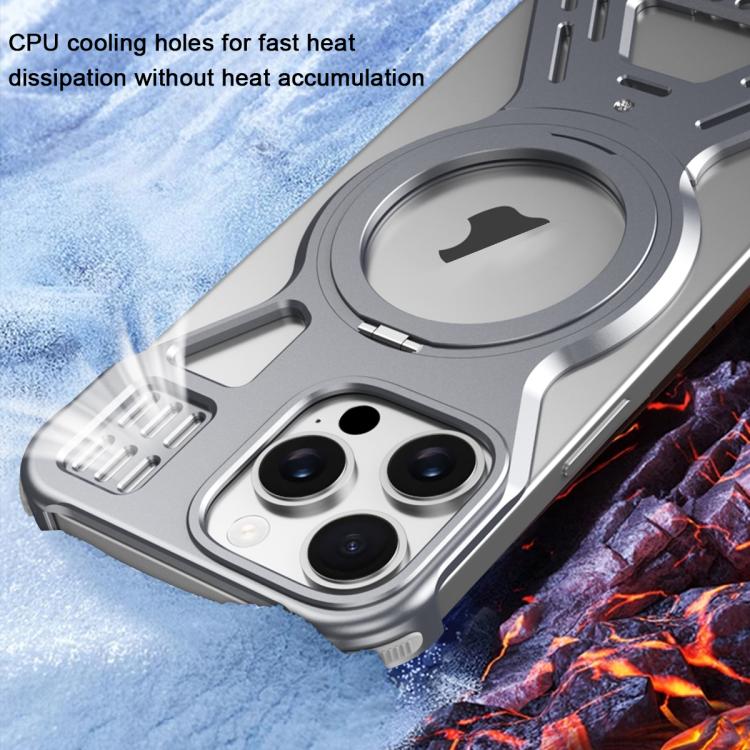 For iPhone 15 Armor 360 Holder Frameless Alloy MagSafe Phone Case(Space Gray) - iPhone 15 Cases by PMc TechLife | Online Shopping South Africa | PMc TechLife | Buy Now Pay Later Mobicred
