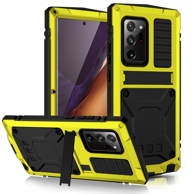 For Samsung Galaxy Note 20 Ultra R-JUST Shockproof Waterproof Dust-proof Metal + Silicone Protective Case with Holder(Yellow) - Galaxy Note20 Cases by R-JUST | Online Shopping South Africa | PMC TechLife
