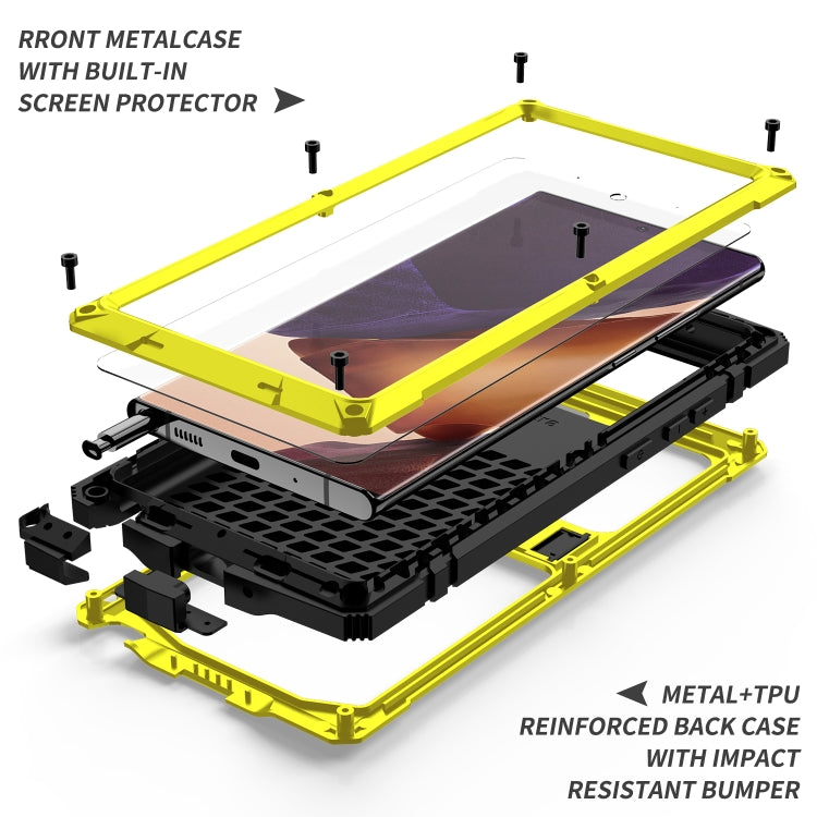 For Samsung Galaxy Note 20 Ultra R-JUST Shockproof Waterproof Dust-proof Metal + Silicone Protective Case with Holder(Yellow) - Galaxy Note20 Cases by R-JUST | Online Shopping South Africa | PMC TechLife