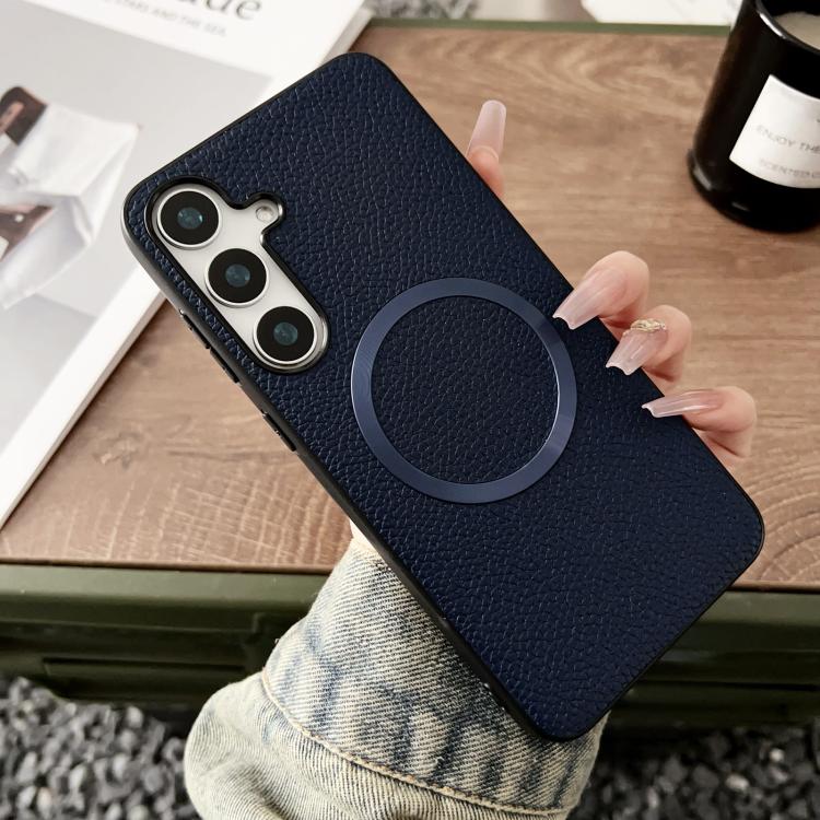 For Samsung Galaxy S25 5G CD Magsafe Magnetic Litchi Texture Phone Case(Blue) - Galaxy S25 5G Cases by PMC TechLife | Online Shopping South Africa | PMC TechLife | Buy Now Pay Later Mobicred