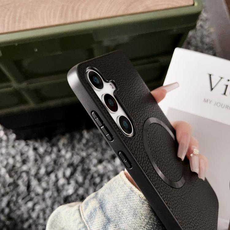 For Samsung Galaxy S25 5G CD Magsafe Magnetic Litchi Texture Phone Case(Blue) - Galaxy S25 5G Cases by PMC TechLife | Online Shopping South Africa | PMC TechLife | Buy Now Pay Later Mobicred