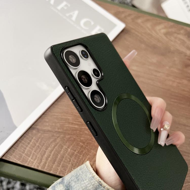 For Samsung Galaxy S25 Ultra 5G CD Magsafe Magnetic Litchi Texture Phone Case(Black) - Galaxy S25 Ultra 5G Cases by PMC TechLife | Online Shopping South Africa | PMC TechLife | Buy Now Pay Later Mobicred