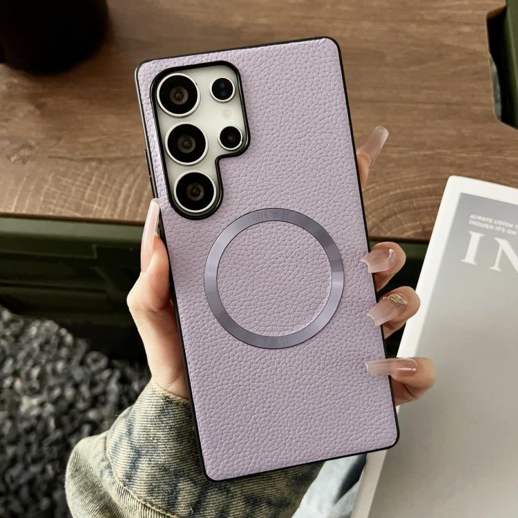 For Samsung Galaxy S25 Ultra 5G CD Magsafe Magnetic Litchi Texture Phone Case(Purple) - Galaxy S25 Ultra 5G Cases by PMC TechLife | Online Shopping South Africa | PMC TechLife | Buy Now Pay Later Mobicred