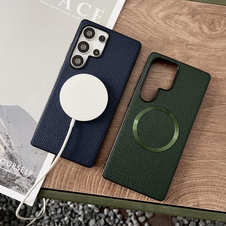 For Samsung Galaxy S25 Ultra 5G CD Magsafe Magnetic Litchi Texture Phone Case(Green) - Galaxy S25 Ultra 5G Cases by PMC TechLife | Online Shopping South Africa | PMC TechLife | Buy Now Pay Later Mobicred