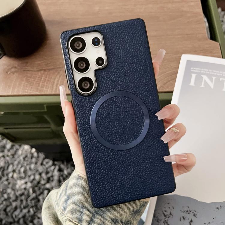 For Samsung Galaxy S25 Ultra 5G CD Magsafe Magnetic Litchi Texture Phone Case(Blue) - Galaxy S25 Ultra 5G Cases by PMC TechLife | Online Shopping South Africa | PMC TechLife | Buy Now Pay Later Mobicred