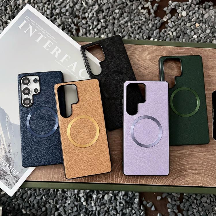 For Samsung Galaxy S25 Ultra 5G CD Magsafe Magnetic Litchi Texture Phone Case(Blue) - Galaxy S25 Ultra 5G Cases by PMC TechLife | Online Shopping South Africa | PMC TechLife | Buy Now Pay Later Mobicred