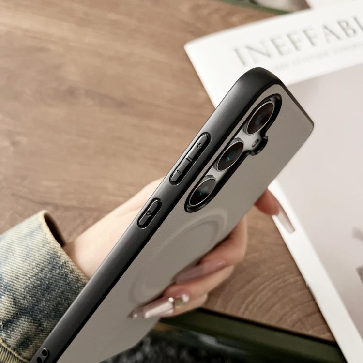 For Samsung Galaxy S25 5G Magsafe Magnetic Plain Leather Phone Case(Light Green) - Galaxy S25 5G Cases by PMC TechLife | Online Shopping South Africa | PMC TechLife | Buy Now Pay Later Mobicred
