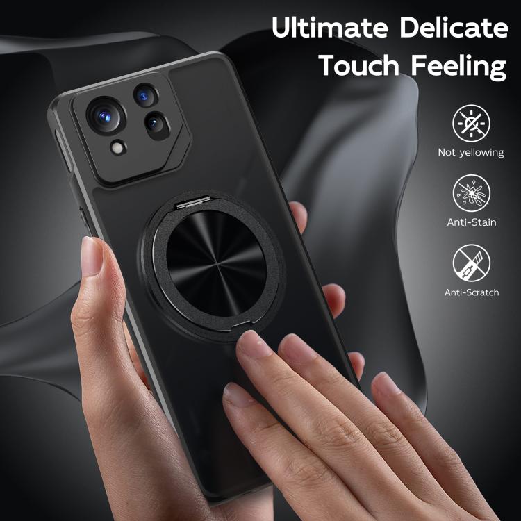 For Asus ROG Phone 8 Pro Rotating Ring Holder TPU Hybrid PC Phone Case(Matte Black) - ASUS Cases by PMC TechLife | Online Shopping South Africa | PMC TechLife | Buy Now Pay Later Mobicred