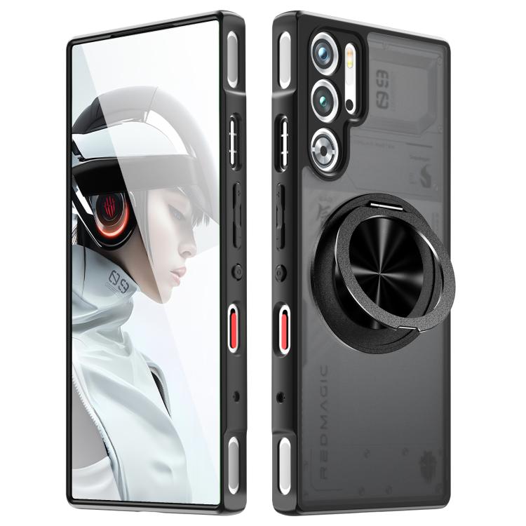 For ZTE nubia Red Magic 9 Pro Rotating Ring Holder TPU Hybrid PC Phone Case(Matte Black) - ZTE Cases by PMC TechLife | Online Shopping South Africa | PMC TechLife | Buy Now Pay Later Mobicred
