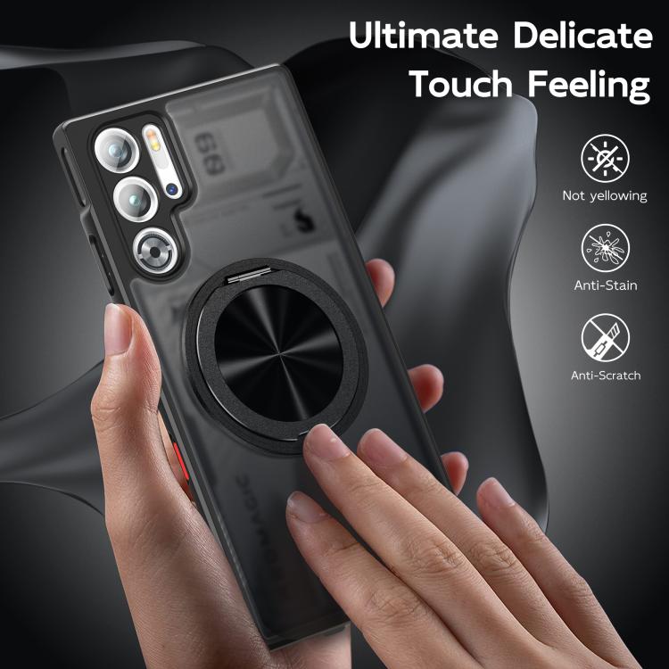 For ZTE nubia Red Magic 9 Pro Rotating Ring Holder TPU Hybrid PC Phone Case(Matte Black) - ZTE Cases by PMC TechLife | Online Shopping South Africa | PMC TechLife | Buy Now Pay Later Mobicred