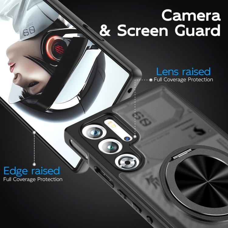 For ZTE nubia Red Magic 9 Pro Rotating Ring Holder TPU Hybrid PC Phone Case(Matte Black) - ZTE Cases by PMC TechLife | Online Shopping South Africa | PMC TechLife | Buy Now Pay Later Mobicred