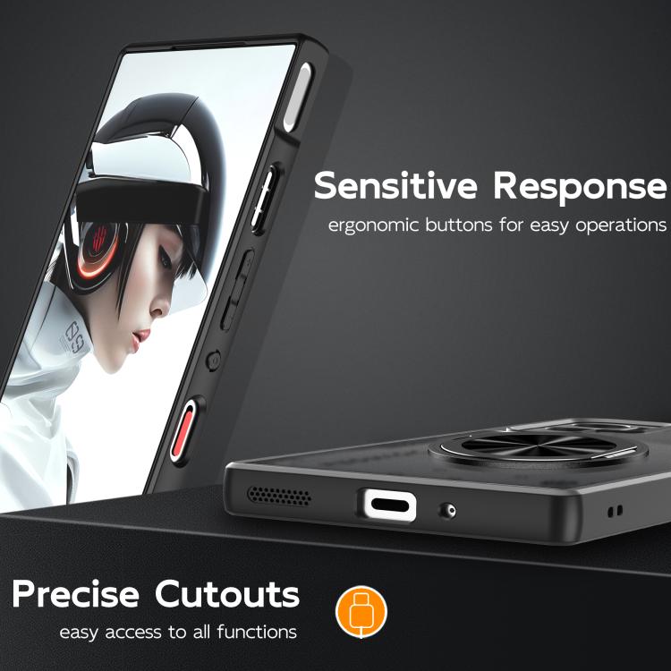 For ZTE nubia Red Magic 9 Pro+ Rotating Ring Holder TPU Hybrid PC Phone Case(Matte Black) - ZTE Cases by PMC TechLife | Online Shopping South Africa | PMC TechLife | Buy Now Pay Later Mobicred