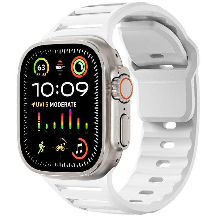 For Apple Watch 46mm / 49mm / 45mm / 44mm Single Nail Dual-Color Multi-hole Silicone Watch Band(White) - Watch Bands by PMc TechLife | Online Shopping South Africa | PMc TechLife | Buy Now Pay Later Mobicred