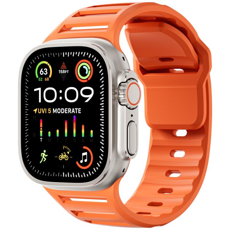 For Apple Watch 46mm / 49mm / 45mm / 44mm Single Nail Dual-Color Multi-hole Silicone Watch Band(Orange) - free shipping - PMc TechLife - Order now!