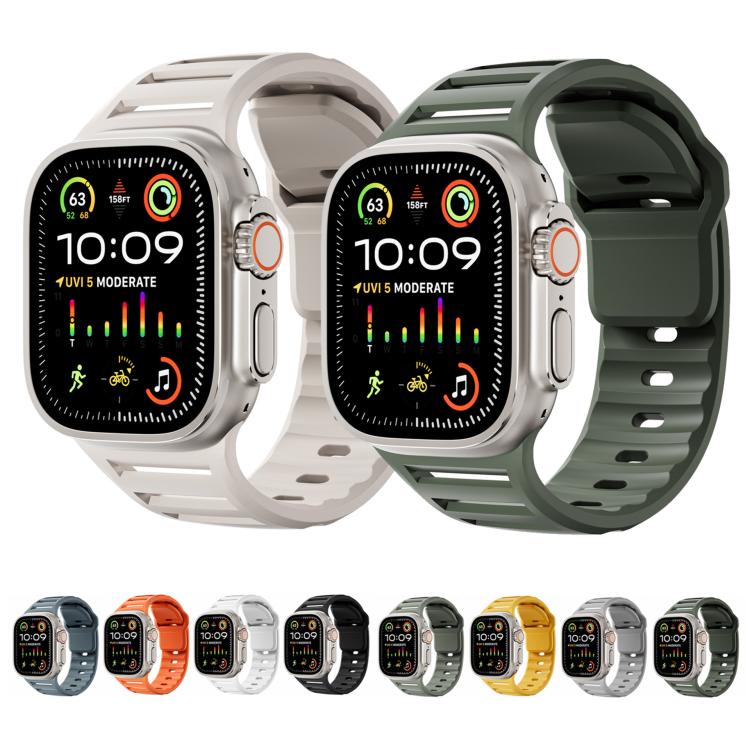 For Apple Watch 46mm / 49mm / 45mm / 44mm Single Nail Dual-Color Multi-hole Silicone Watch Band(White) - Watch Bands by PMc TechLife | Online Shopping South Africa | PMc TechLife | Buy Now Pay Later Mobicred