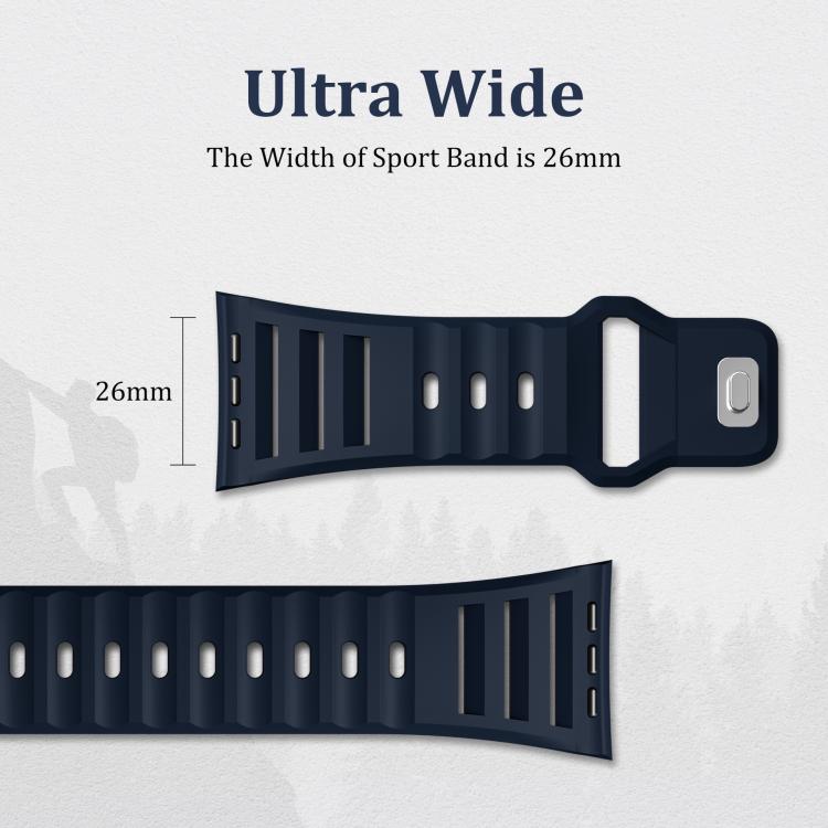 For Apple Watch 46mm / 49mm / 45mm / 44mm Single Nail Dual-Color Multi-hole Silicone Watch Band(Midnight Color) - free shipping - PMc TechLife - Order now!