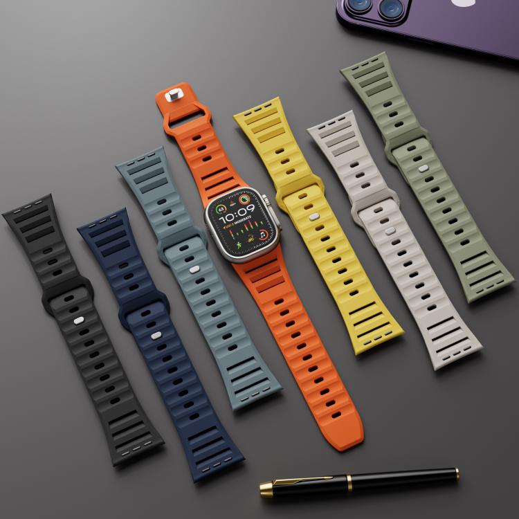For Apple Watch 46mm / 49mm / 45mm / 44mm Single Nail Dual-Color Multi-hole Silicone Watch Band(Grey) - free shipping - PMc TechLife - Order now!