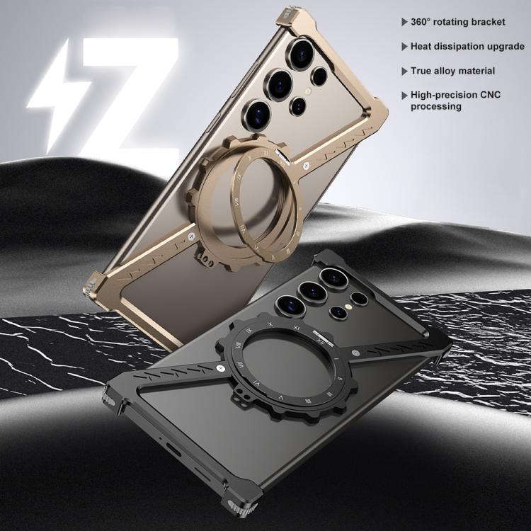 For Samsung Galaxy S24 Ultra 5G Z-shaped Frameless Metal 360 Holder MagSafe Phone Case(Black) - Galaxy S24 Ultra 5G Cases by PMc TechLife | Online Shopping South Africa | PMc TechLife | Buy Now Pay Later Mobicred