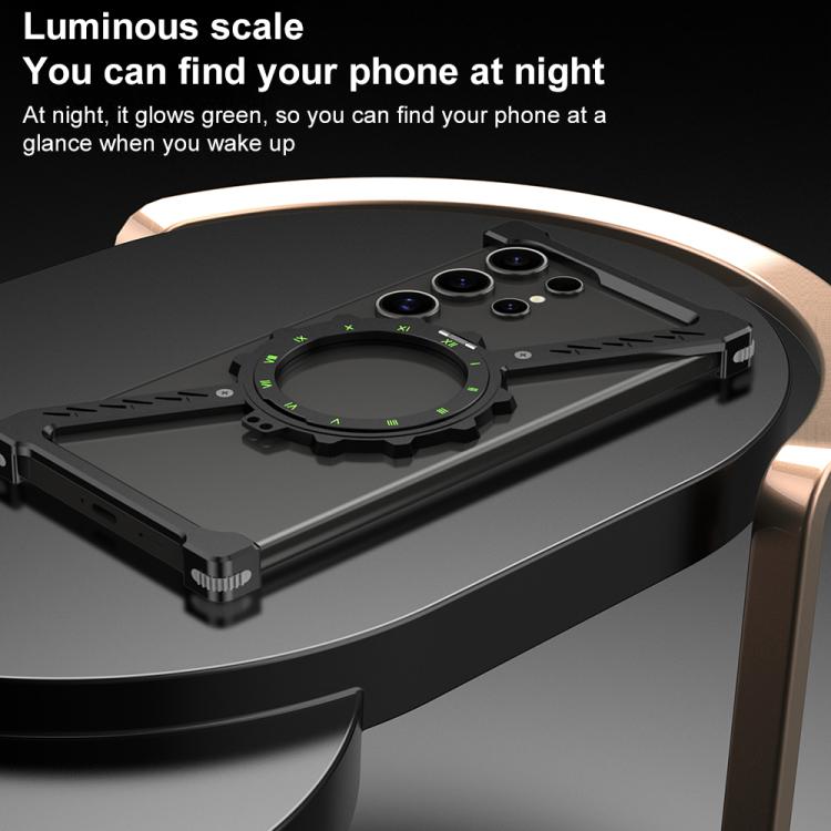 For Samsung Galaxy S22 Ultra 5G Z-shaped Frameless Metal 360 Holder MagSafe Phone Case(Black) - Galaxy S22 Ultra 5G Cases by PMc TechLife | Online Shopping South Africa | PMc TechLife | Buy Now Pay Later Mobicred