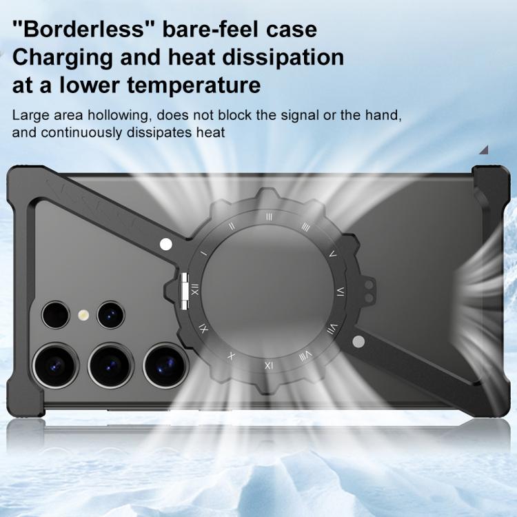 For Samsung Galaxy S23 Ultra 5G Z-shaped Frameless Metal 360 Holder MagSafe Phone Case(Black) - Galaxy S23 Ultra 5G Cases by PMc TechLife | Online Shopping South Africa | PMc TechLife | Buy Now Pay Later Mobicred