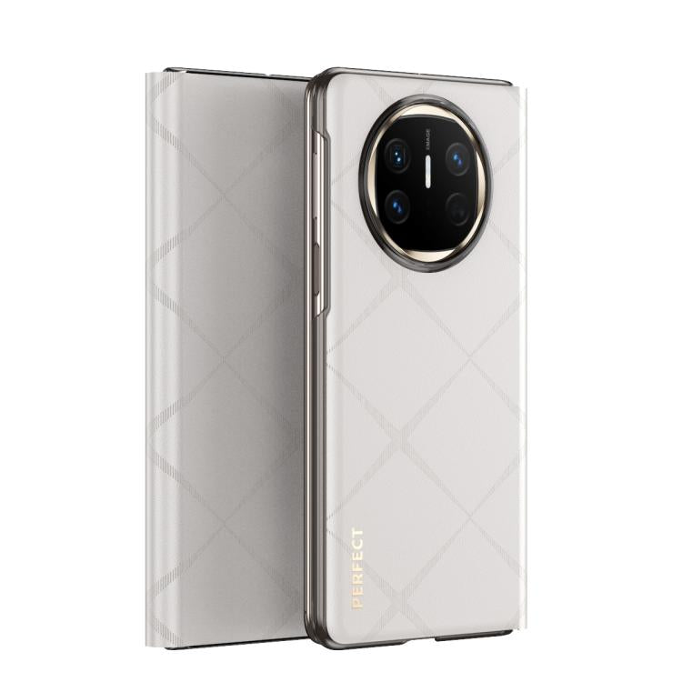 For Huawei Mate X6 Plain Leather Embossed MagSafe Magnetic Phone Leather Case(White) - Huawei Cases by PMC TechLife | Online Shopping South Africa | PMC TechLife | Buy Now Pay Later Mobicred