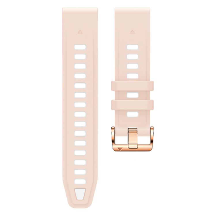 For Garmin Fenix 8 AMOLED 43mm Rose Gold Steel Buckle Quick Release Silicone Watch Band(Khaki White) - free shipping - PMC TechLife - Order now!