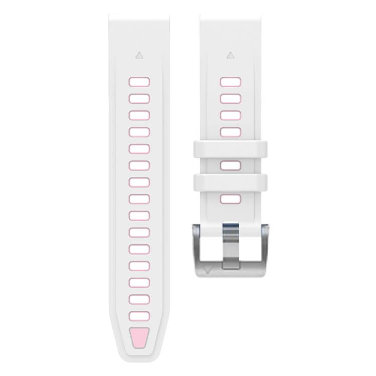 For Garmin Fenix 8 AMOLED 43mm Silver Steel Buckle Quick Release Silicone Watch Band(White Pink) - free shipping - PMC TechLife - Order now!