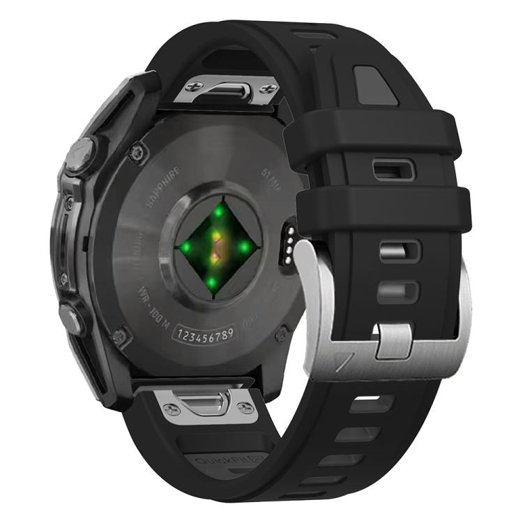 For Garmin Fenix 8 AMOLED 43mm Silver Steel Buckle Quick Release Silicone Watch Band(Black Gray) - free shipping - PMC TechLife - Order now!