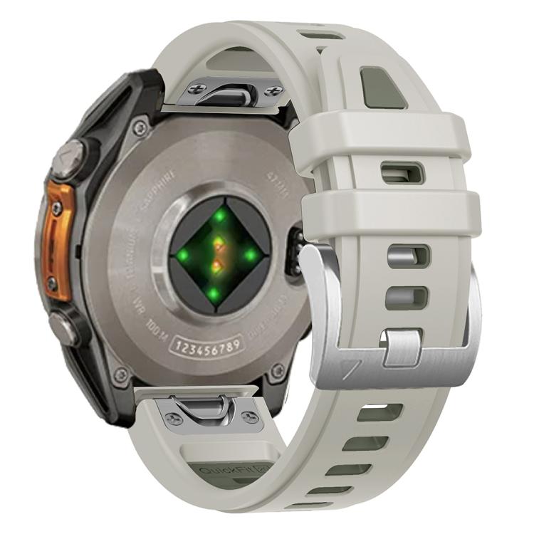 For Garmin Fenix 8 AMOLED 43mm Silver Steel Buckle Quick Release Silicone Watch Band(Sand Gray) - free shipping - PMC TechLife - Order now!