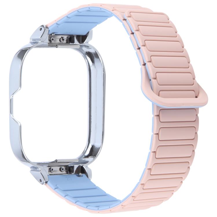 For Redmi Watch 5 / Watch 4 Metal Silver Frame Integrated I-shaped Magnetic Silicone Watch Band(Pink Blue) - free shipping - PMC TechLife - Order now!