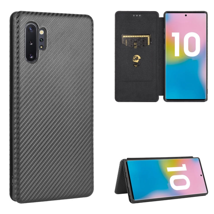 For Samsung Galaxy Note10 Plus Carbon Fiber Texture Horizontal Flip TPU + PC + PU Leather Case with Card Slot(Black) - Galaxy Phone Cases by PMC TechLife | Online Shopping South Africa | PMC TechLife