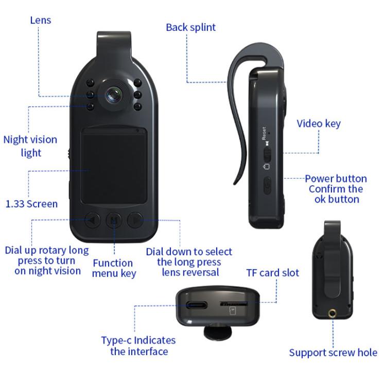 L09 1.33 inch Screen 1080P HD Outdoor Sports Camera Recorder(Black) - Video Cameras by PMC TechLife | Online Shopping South Africa | PMC TechLife | Buy Now Pay Later Mobicred