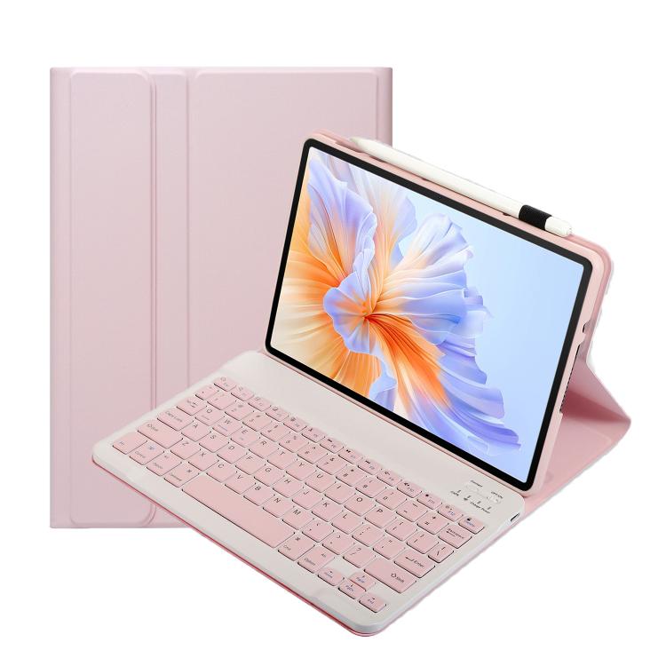 For Honor Pad V9 AH27 Ultra-thin Detachable Bluetooth Keyboard Leather Tablet Case(Pink White) - Huawei Keyboard by PMC TechLife | Online Shopping South Africa | PMC TechLife | Buy Now Pay Later Mobicred