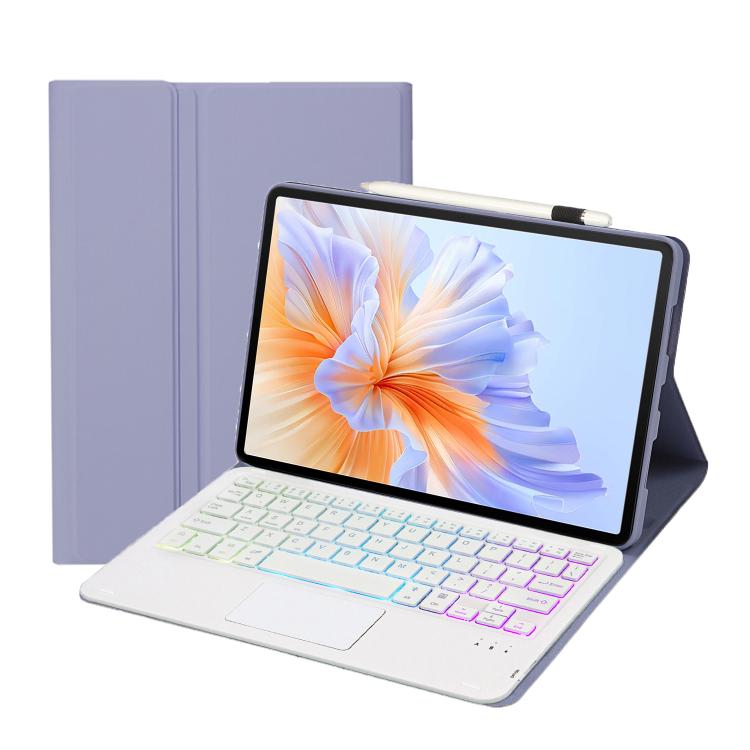 For Honor Pad V9 AH27-AS Ultra-thin Detachable Backlight Bluetooth Keyboard Leather Tablet Case with Touchpad(Lavender White) - Huawei Keyboard by PMC TechLife | Online Shopping South Africa | PMC TechLife | Buy Now Pay Later Mobicred