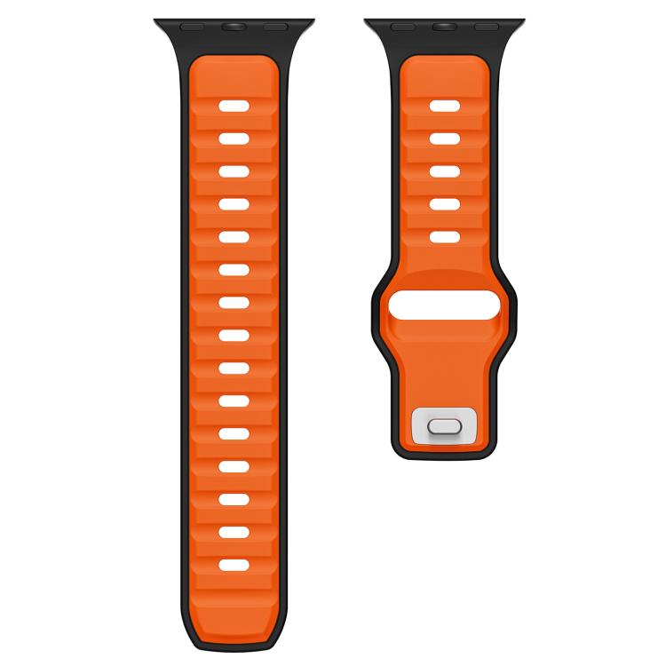 For Apple Watch 42mm / 41mm / 40mm / 38mm Norman Buckle Two-color Silicone Watch Band(Black Orange) - free shipping - PMc TechLife - Order now!