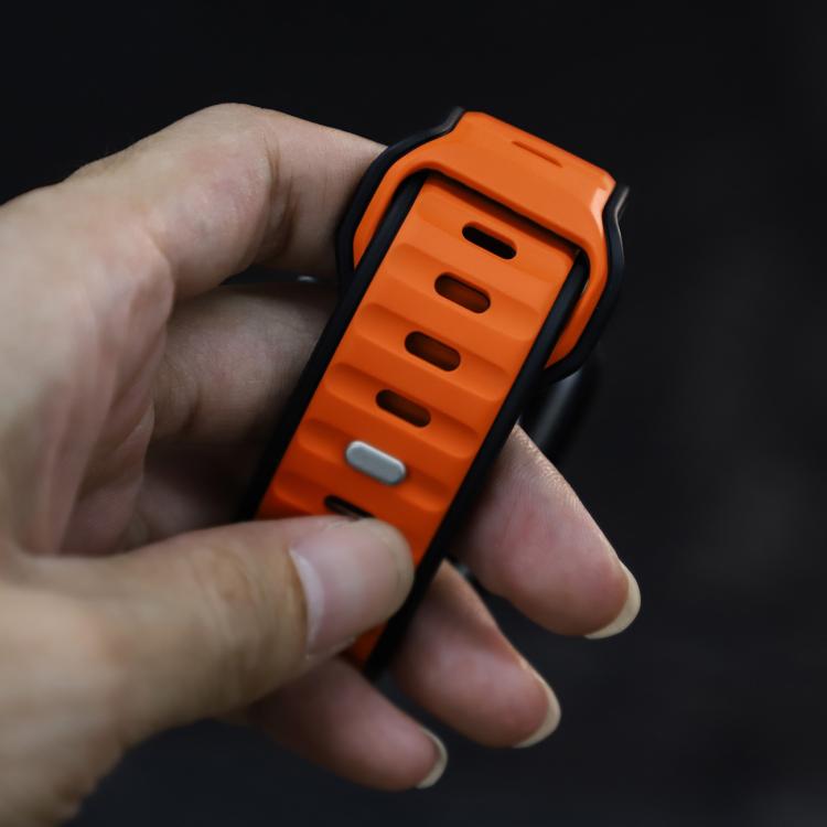 For Apple Watch 42mm / 41mm / 40mm / 38mm Norman Buckle Two-color Silicone Watch Band(Black Orange) - free shipping - PMc TechLife - Order now!