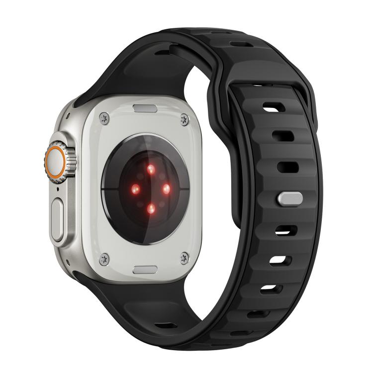 For Apple Watch 42mm / 41mm / 40mm / 38mm Norman Buckle Two-color Silicone Watch Band(Black) - free shipping - PMc TechLife - Order now!