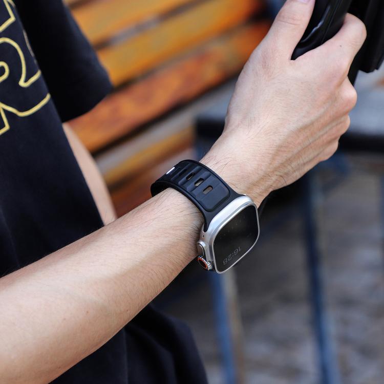 For Apple Watch 42mm / 41mm / 40mm / 38mm Norman Buckle Two-color Silicone Watch Band(Black) - free shipping - PMc TechLife - Order now!