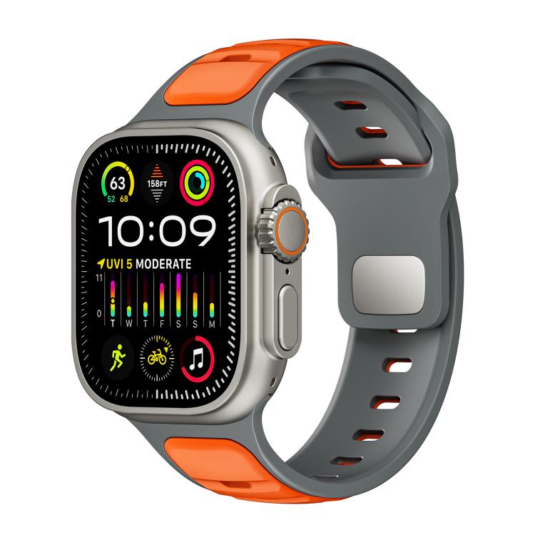 For Apple Watch 42mm / 41mm / 40mm / 38mm Norman Buckle Two-color Silicone Watch Band(Grey Orange) - free shipping - PMc TechLife - Order now!